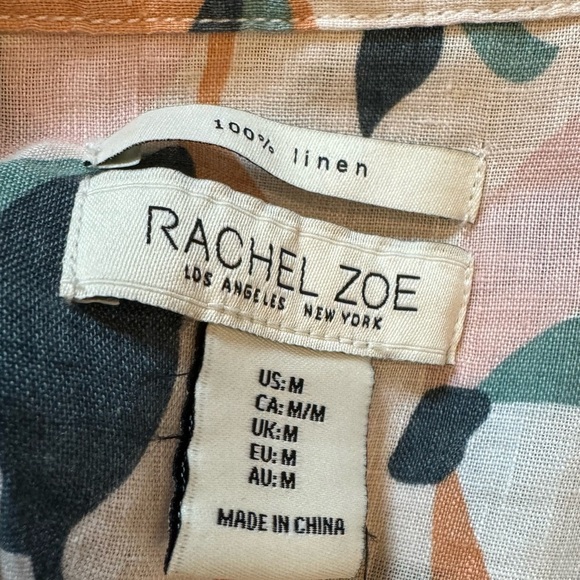 Rachel Zoe Women’s Abstract Floral Print Button-Down Shirt 100% Linen Size M - Picture 8 of 8